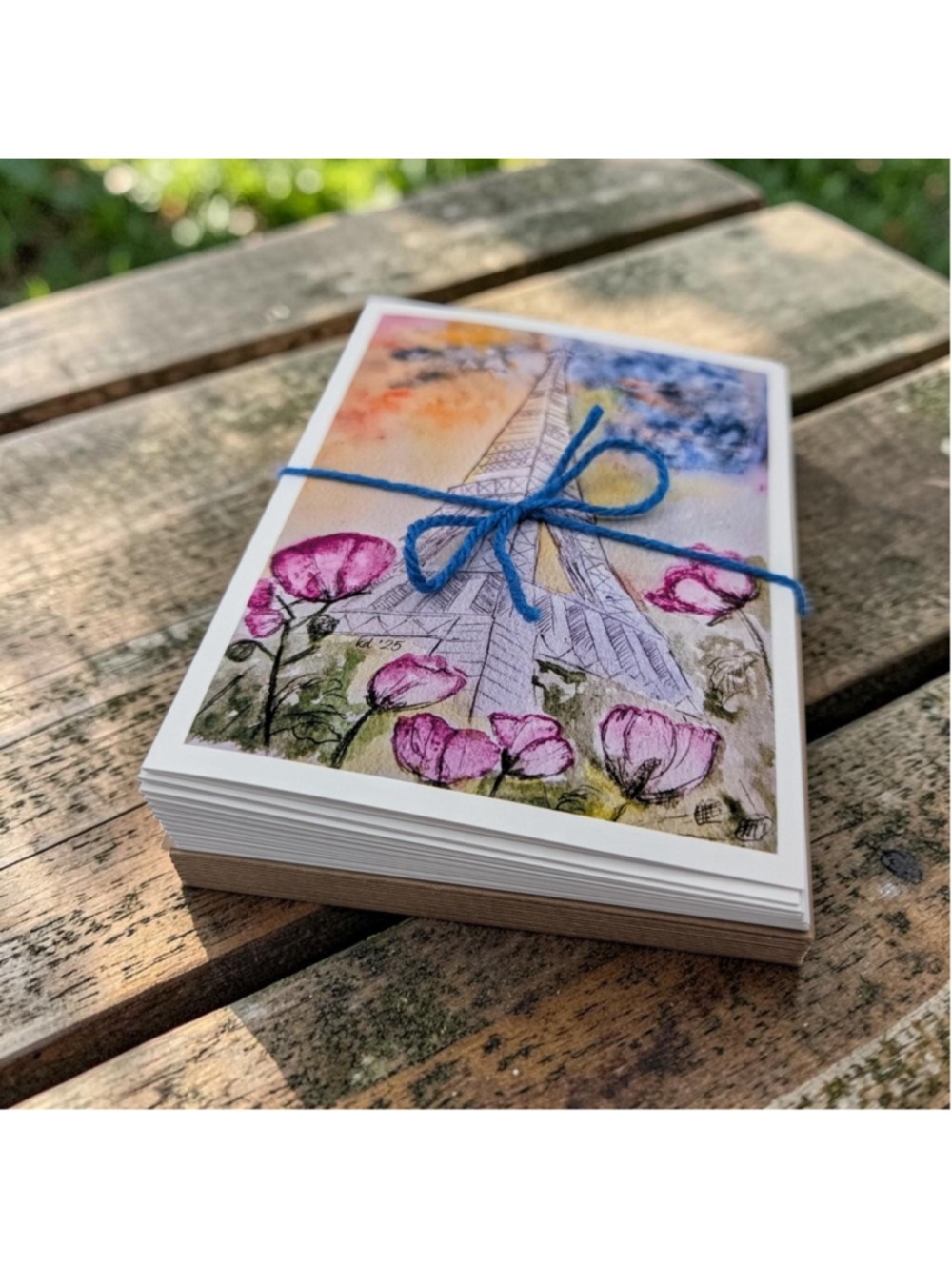 12 Eiffel Tower Watercolor Notecards 4.25 x 5.5 - Picture 2 of 5